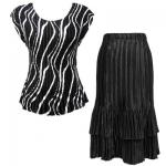 Sets Satin Mini Pleat - Cap / Skirt  - Ribbon Black-White - Black Skirt