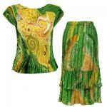 Sets Satin Mini Pleat - Cap / Skirt  - Swirl Green-Gold