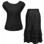 Sets Satin Mini Pleat - Cap / Skirt  - Solid Black