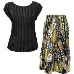 Sets Satin Mini Pleat - Cap / Skirt  - Solid Black - African Abstract Skirt