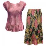 Sets Satin Mini Pleat - Cap / Skirt  - Solid Dusty Rose - Black Pink-Rose Skirt