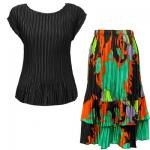 Sets Satin Mini Pleat - Cap / Skirt  - Solid Black - Cukoo Green Skirt