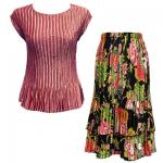 Sets Satin Mini Pleat - Cap / Skirt  - Solid Dusty Rose - Floral Bouquet Skirt