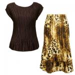 Sets Satin Mini Pleat - Cap / Skirt  - Solid Dark Brown - Giraffe Brown Skirt