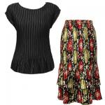 Sets Satin Mini Pleat - Cap / Skirt  - Solid Black - Medallion Gold-Red Skirt