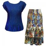 Sets Satin Mini Pleat - Cap / Skirt  - Solid Royal - Paisley Plaid Royal Skirt