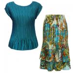 Sets Satin Mini Pleat - Cap / Skirt  - Solid Teal - Paisley Plaid Teal Skirt