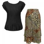 Sets Satin Mini Pleat - Cap / Skirt  - Solid Black - Patchwork Animal Skirt