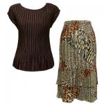 Sets Satin Mini Pleat - Cap / Skirt  - Solid Dark Brown - Patchwork Animal Skirt