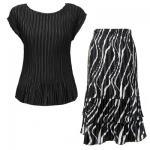 Sets Satin Mini Pleat - Cap / Skirt  - Solid Black - Ribbon Black-White Skirt