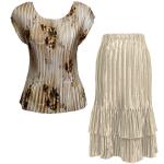 Sets Satin Mini Pleat - Cap / Skirt  - Beige Floral - Beige Skirt