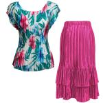 Sets Satin Mini Pleat - Cap / Skirt  - Bright Bouquet - Magenta Skirt