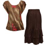 Sets Satin Mini Pleat - Cap / Skirt  - Marble Floral-Taupe - Dark Brown Skirt