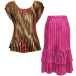 Sets Satin Mini Pleat - Cap / Skirt  - Marble Floral-Taupe - Magenta Skirt