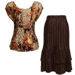 Sets Satin Mini Pleat - Cap / Skirt  - Multi Animal Floral - Dark Brown Skirt