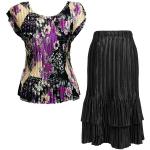 Sets Satin Mini Pleat - Cap / Skirt  - Raspberry Sherbet Abstract - Black Skirt