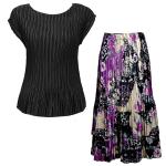Sets Satin Mini Pleat - Cap / Skirt  - Solid Black - Raspberry Sherbet Abstract Skirt