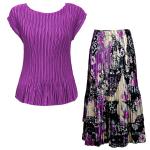 Sets Satin Mini Pleat - Cap / Skirt  - Solid Raspberry Sherbet - Raspberry Sherbet Abstract Skirt