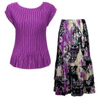 Sets Satin Mini Pleat - Cap / Skirt  - Solid Raspberry Sherbet - Raspberry Sherbet Abstract Skirt