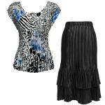 Sets Satin Mini Pleat - Cap / Skirt  - Reptile Floral-Blue - Black Skirt