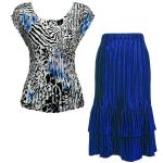 Sets Satin Mini Pleat - Cap / Skirt  - Reptile Floral-Blue - Royal Skirt