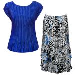Sets Satin Mini Pleat - Cap / Skirt  - Solid Royal - Reptile Floral-Blue Skirt