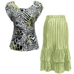 Sets Satin Mini Pleat - Cap / Skirt  - Reptile Floral-Green - Celery Skirt