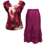 Sets Satin Mini Pleat - Cap / Skirt  - Rose Floral-Berry - Berry Skirt