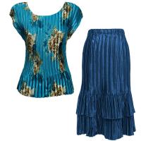 Sets Satin Mini Pleat - Cap / Skirt  - Taupe on Teal - Slate Skirt
