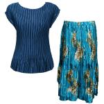 Sets Satin Mini Pleat - Cap / Skirt  - Solid Slate - Taupe on Teal Skirt