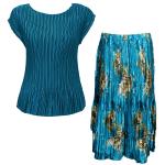 Sets Satin Mini Pleat - Cap / Skirt  - Solid Teal - Taupe on Teal Skirt