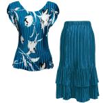 Sets Satin Mini Pleat - Cap / Skirt  - White Tulips on Teal - Teal Skirt