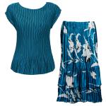 Sets Satin Mini Pleat - Cap / Skirt  - Solid Teal - White Tulips on Teal Skirt
