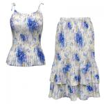 Sets Satin Mini Pleat - Spaghetti Tank - Roses-Blue on White
