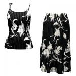 Sets Satin Mini Pleat - Spaghetti Tank - White Tulips on Black