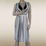 Sleeveless V Neck Black-White Stripe 