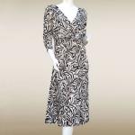 Three Quarter Sleeve Black-Ivory Print