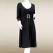 Three Quarter Solid Black with Rhinestone Buckle