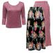 Black Floral Reverse Skirt - Dusty Rose TQ Black Floral Reverse Skirt - Dusty Rose TQ