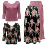 Sets Magic Crush Satin - Three Quarter / Skirt - Black Floral Reverse Skirt - Two TQ Tops