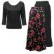 Black with Roses Reverse Skirt - Black TQ Black with Roses Reverse Skirt - Black TQ