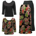 Sets Magic Crush Satin - Three Quarter / Skirt - Floral Bouquet Reverse Skirt - Two TQ Tops