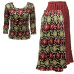 Sets Magic Crush Satin - Three Quarter / Skirt - Medallion Gold-Red Reverse Skirt - Medallion TQ