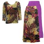 Sets Magic Crush Satin - Three Quarter / Skirt - Paisley Plaid Magenta Reverse Skirt-PaisleyPlaid Magenta TQ