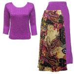 Sets Magic Crush Satin - Three Quarter / Skirt - Paisley Plaid Magenta Reverse Skirt - Orchid TQ