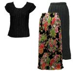 Sets Magic Crush Satin - Cap / Skirt - Floral Bouquet Reverse Skirt - Black Cap