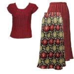 Sets Magic Crush Satin - Cap / Skirt - Medallion Gold-Red Reverse Skirt - Burgundy Cap