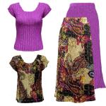 Sets Magic Crush Satin - Cap / Skirt - Paisley Plaid Magenta Reverse Skirt - Two Caps Sleeves