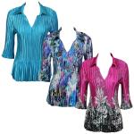 Satin Mini Pleats - Three Quarter Sleeve w/ Collar