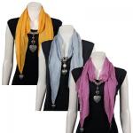 Scarves - Heart Pendant - Chiffon